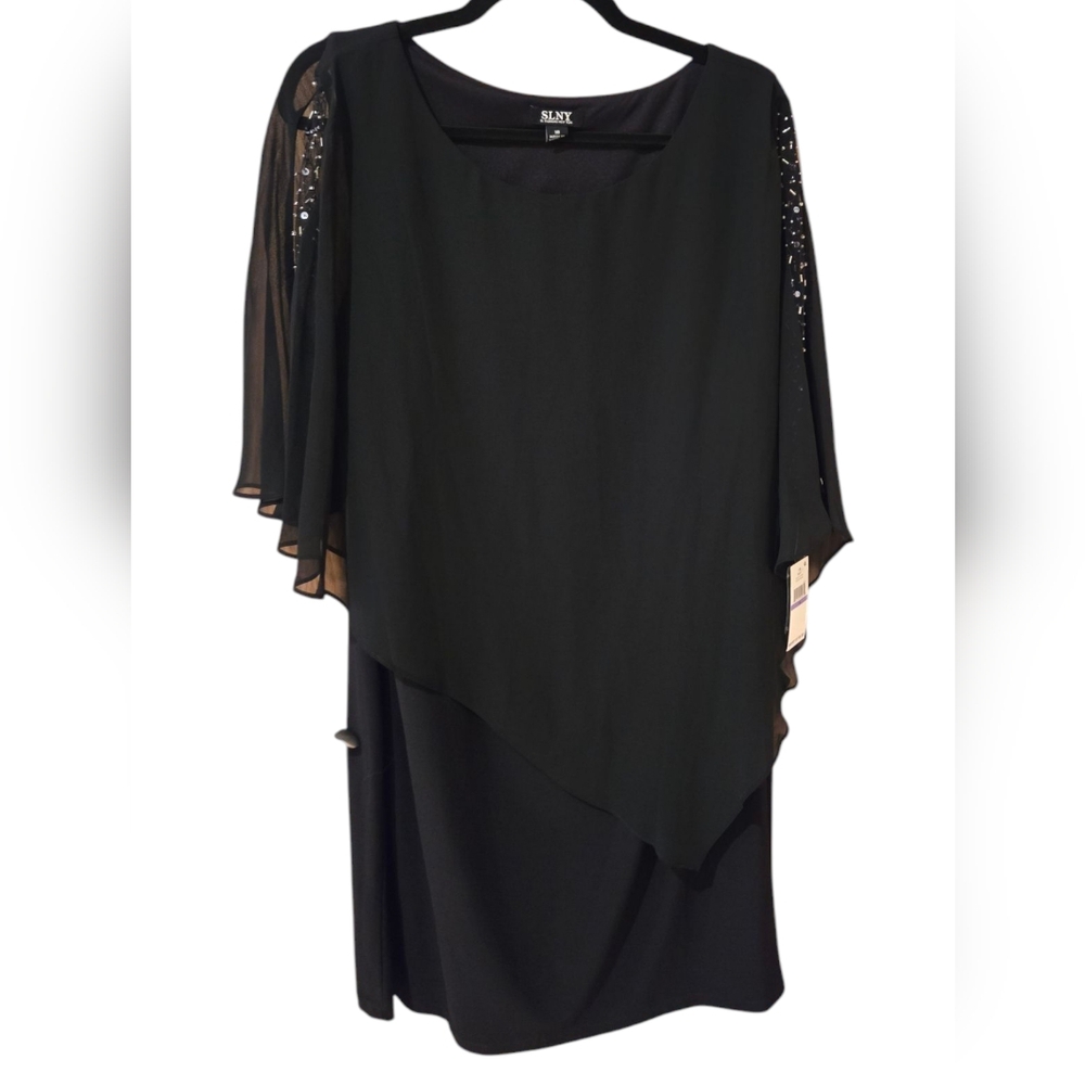 SLNY Black Asymmetrical popover Dress Size 18 NWT